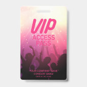 Badge Pink VIP All Access Insigne de concert (Face)