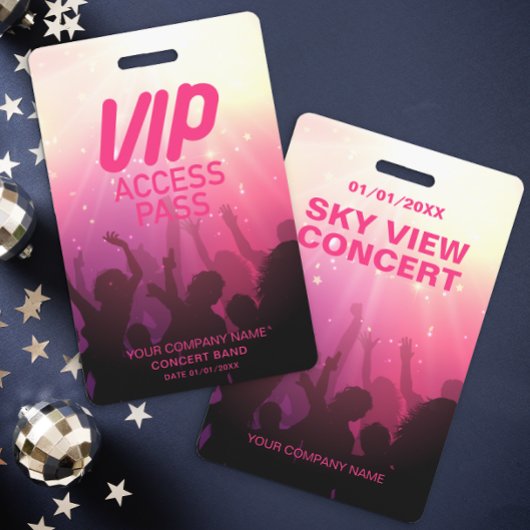Badge Pink VIP All Access Insigne de concert