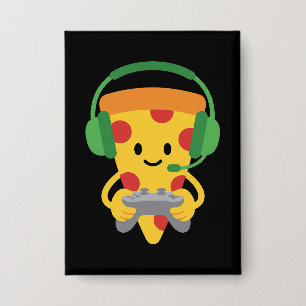 Badge Pizza de joueur drôle de garçon enthousiaste de je