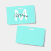 Badge plage chic girly abstrait turquoise aqua bleu (Avant & arrière)