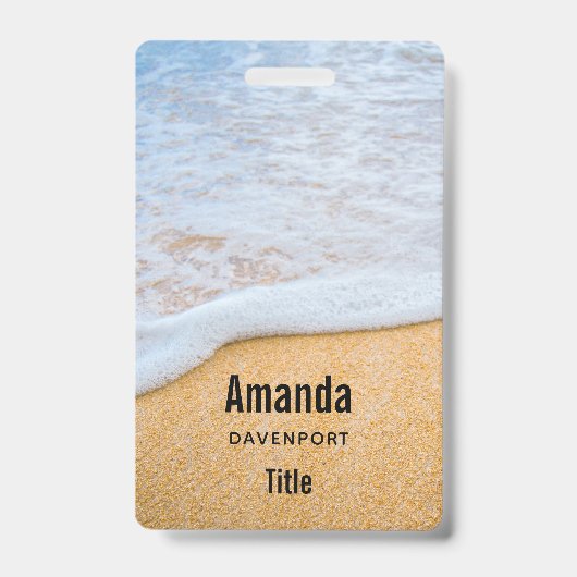 Badge Plage de sable avec ressac écumeux (Avant)