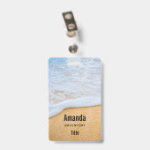 Badge Plage de sable avec ressac écumeux (Arrière avec clip)