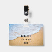 Badge Plage de sable avec Surf en mousse (Avant avec clip)