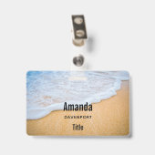 Badge Plage de sable avec Surf en mousse (Arrière avec clip)