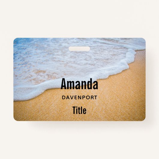 Badge Plage de sable avec Surf en mousse (Devant)