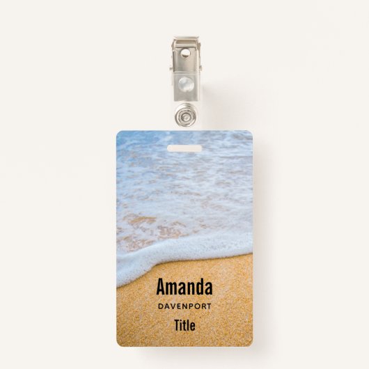 Badge Plage de sable avec Surf en mousse (Dos avec clip)