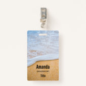 Badge Plage de sable avec Surf en mousse (Devant avec clip)