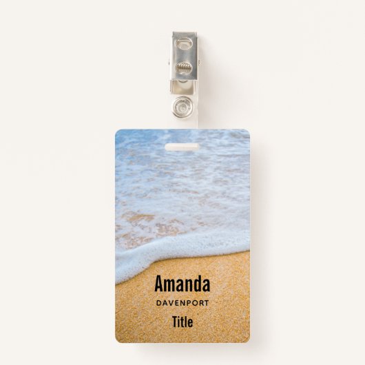 Badge Plage de sable avec Surf en mousse (Devant avec clip)