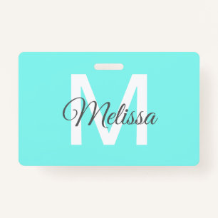 Badge plage girly chic abstraite turquoise aqua bleu
