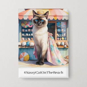Badge Plage pour chats sur le thème des amoureux de chat