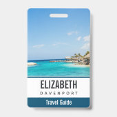 Badge Plage tropicale panoramique avec des huttes de cha (Arrière)