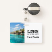 Badge Plage tropicale pittoresque avec huttes de chaume (Back with Retractable)