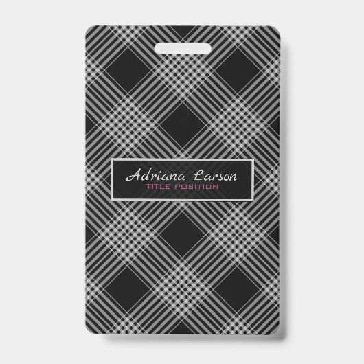 Badge Plaid gris et noir (Front)