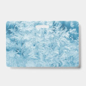 Badge plumes et flocons de neige bleus abstraits (Arrière)