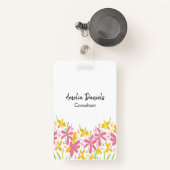 Badge Plutôt rose et jaune floral (Front with Retractable)