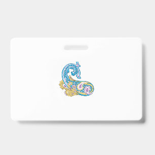 Badge Point, Bleu Sherpa, Dessin Sable Doré