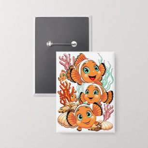 Badge Poisson clown Dessin animé mignon Famille Sous l'e