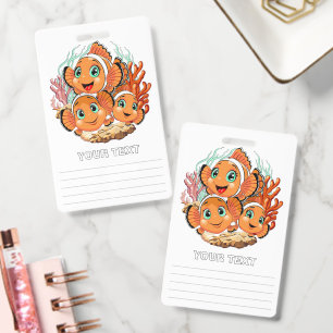 Badge Poisson clown Dessin animé mignon Famille Sous l'e