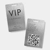 Badge Police simple VIP sur métal argenté brossé (Front & Back)