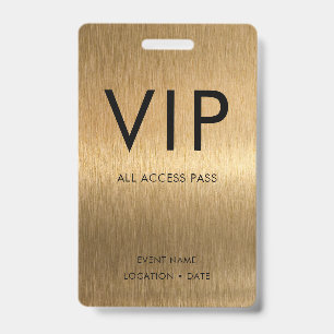 Badge Police Simple VIP sur Métal Brossé Bronze Métallis