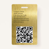 Badge Police simple VIP sur métal d'or brossé (Dos)