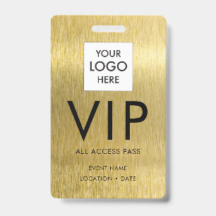 Badge Police Simple VIP sur Métal Doré Brossé