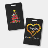 Badge Pompier Camion Arbre de Noël Hommes Femmes (Front & Back)