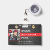 Badge Pompier Employé du service des incendies (Avant avec rétractable)