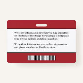 Badge Pompier Photo Nom Logo Carte d'identité personnali (Dos)