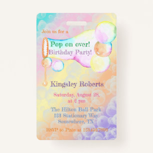 Badge Pop On Over Bubbles Anniversaire de enfant Invitat