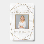 Badge Porte-badge d'identité photo moderne en marbre bla (Avant)