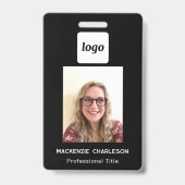 Badge Porte-badge photo ID simple logo noir (Avant)