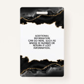 Badge Porte Noir Et Or Marbre ID Salon (Dos)