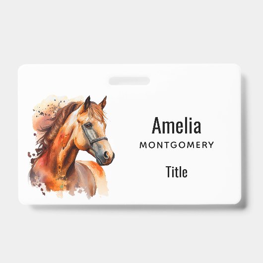 Badge Portrait de beau cheval alezan (Avant)