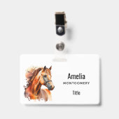 Badge Portrait de beau cheval alezan (Avant avec clip)