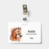 Badge Portrait de beau cheval alezan (Arrière avec clip)