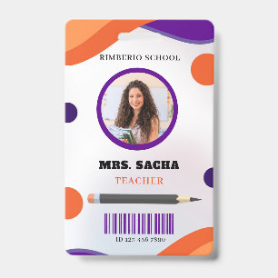 Badge Portrait de société d'enseignant moderne violet et