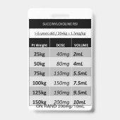 Badge Posologie rapide : Succinylcholine, agent paralysa (Arrière)