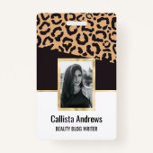 Badge Poster de animal Leopard d'or noir moderne (Devant)