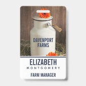 Badge Pot à lait blanc rustique avec photo de fleurs ora (Arrière)