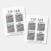 Badge Pot à pourboire Venmo PayPal CashApp Zelle Code QR (Avant & arrière)