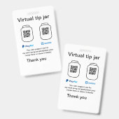 Badge Pot virtuel de pourboires code q r don d'argent Pa (Avant & arrière)