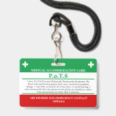 Badge PoTS En cas d'urgence ICE maladie invisible (Avant avec lanière)