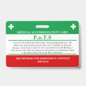 Badge PoTS En cas d'urgence ICE maladie invisible (Avant)