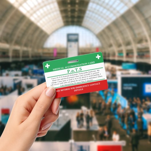 Badge PoTS En cas d'urgence ICE maladie invisible (Conférence)