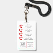 Badge PoTS En Coque d'urgence maladie invisible ICE Ba (Arrière avec lanière)