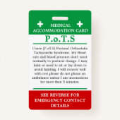 Badge PoTS En Coque d'urgence maladie invisible ICE Ba (Devant)