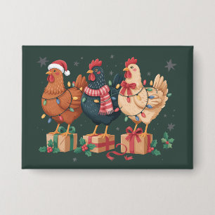 Badge Poulets de Noël mignons Ferme de vacances amusante