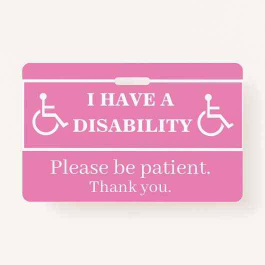 Badge pour handicap rose (Dos)