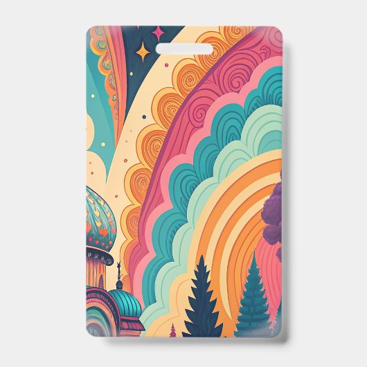 Badge pour l'événement Vibrant Retro Rainbow – Per (Avant)
